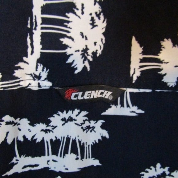 Vintage Clench Blue White Hawaiian Shirt Palm XXL - Picture 7 of 8